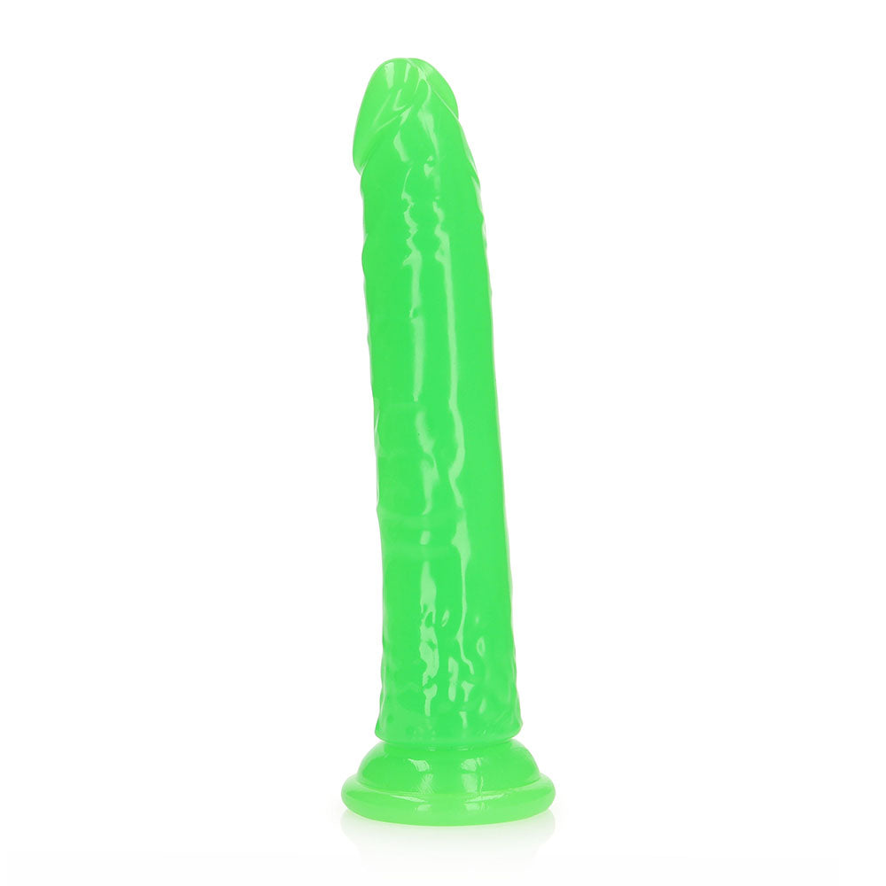 RealRock Glow in the Dark Slim 9 in. Dildo Neon Green - Not Very Vanilla