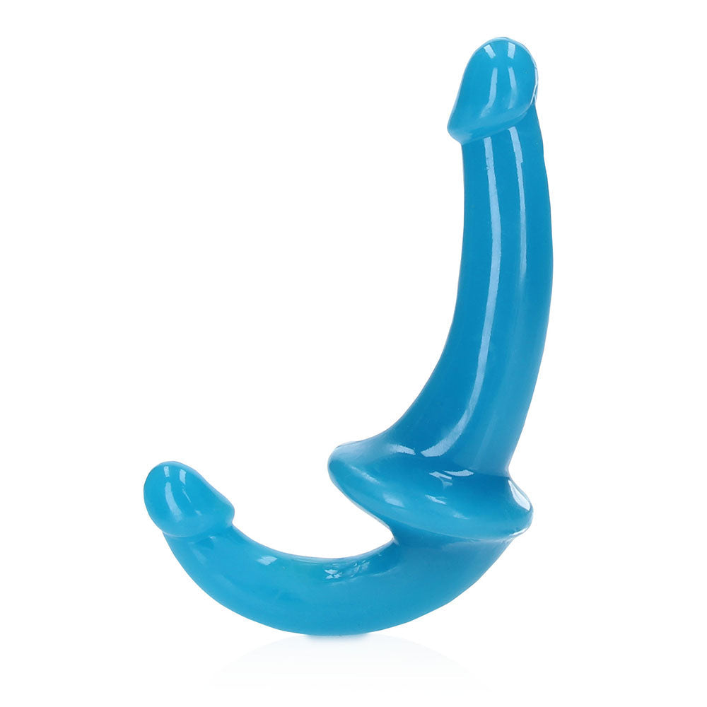 RealRock Glow in the Dark 6 in. Strapless Strap-On Dildo Neon Blue - Not Very Vanilla