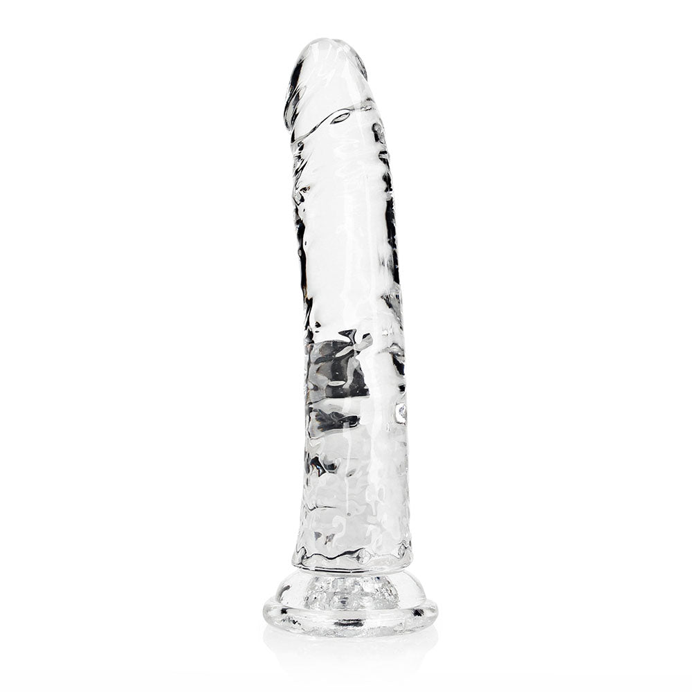 RealRock Crystal Clear Slim 9 in. Dildo Clear - Not Very Vanilla