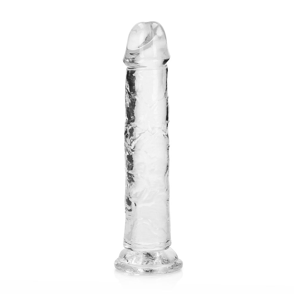 RealRock Crystal Clear Straight 7 in. Dildo Without Balls Clear - Not Very Vanilla