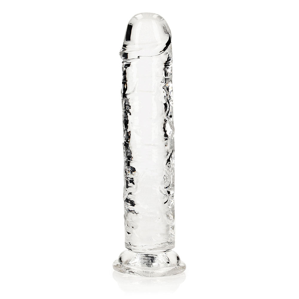 RealRock Crystal Clear Straight 8 in. Dildo Without Balls Clear - Not Very Vanilla