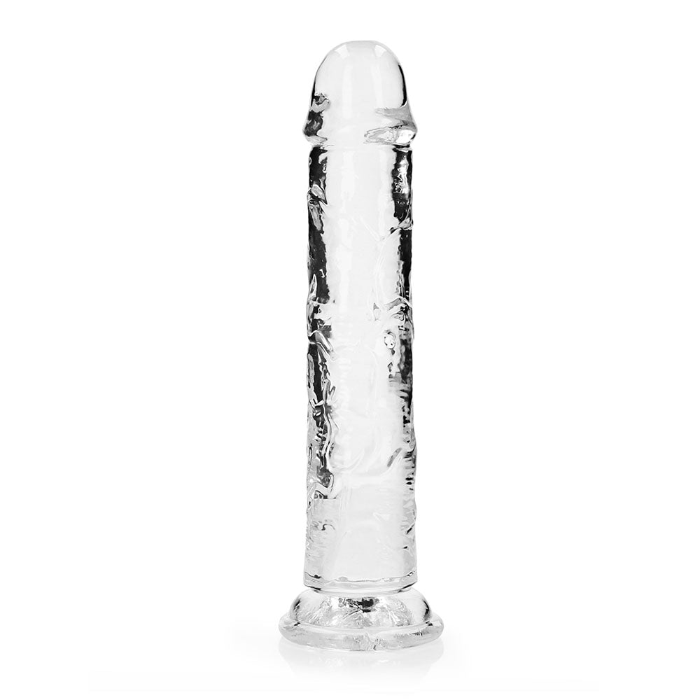 RealRock Crystal Clear Straight 9 in. Dildo Without Balls Clear - Not Very Vanilla