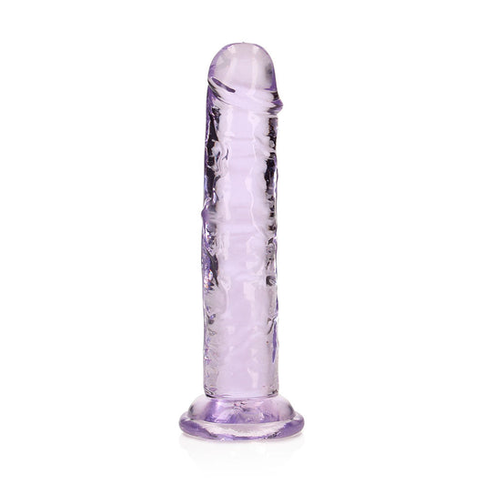 RealRock Crystal Clear Straight 6 in. Dildo Without Balls Purple - Not Very Vanilla