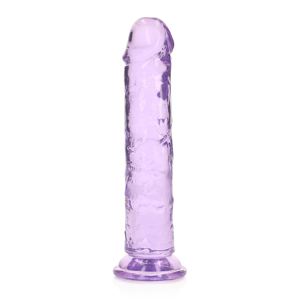 RealRock Crystal Clear Straight 7 in. Dildo Without Balls Purple - Not Very Vanilla