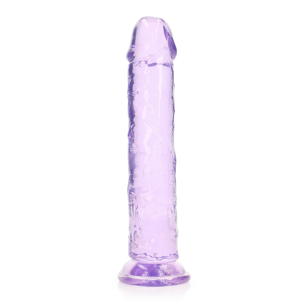 RealRock Crystal Clear Straight 9 in. Dildo Without Balls Purple - Not Very Vanilla