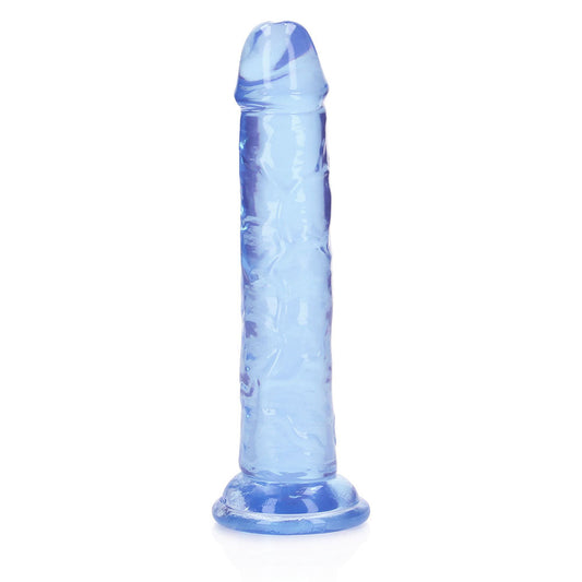 RealRock Crystal Clear Straight 6 in. Dildo Without Balls Blue - Not Very Vanilla