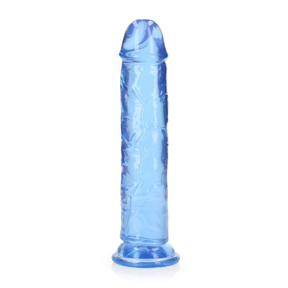 RealRock Crystal Clear Straight 8 in. Dildo Without Balls Blue - Not Very Vanilla