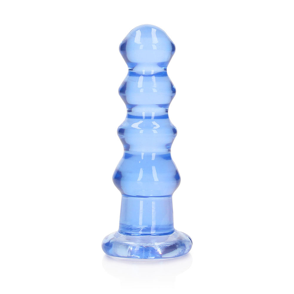 RealRock Crystal Clear Curvy 5.5 in. Dildo/Plug Blue - Not Very Vanilla