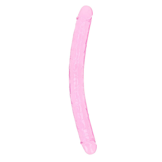 RealRock Crystal Clear Double Dong 13 in. Dual-Ended Dildo Pink - Not Very Vanilla