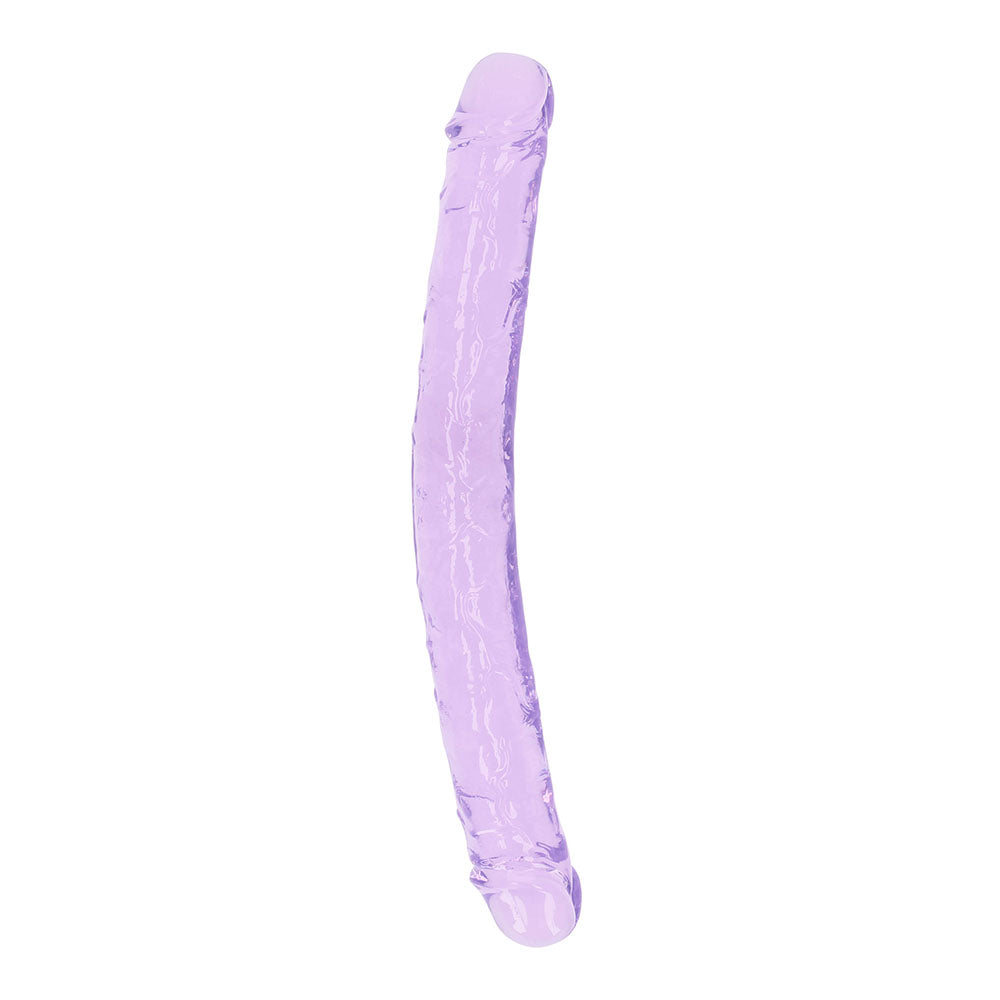 RealRock Crystal Clear Double Dong 13 in. Dual-Ended Dildo Purple - Not Very Vanilla