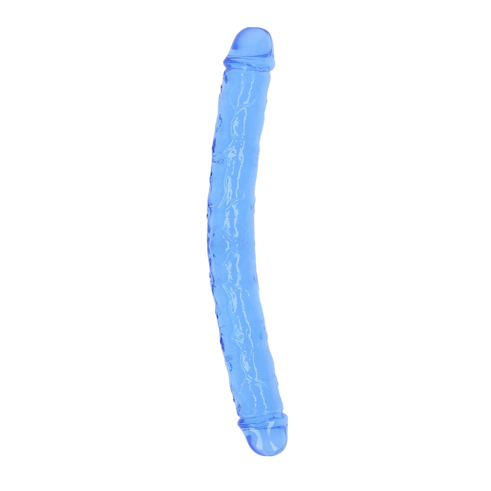 RealRock Crystal Clear Double Dong 13 in. Dual-Ended Dildo Blue - Not Very Vanilla