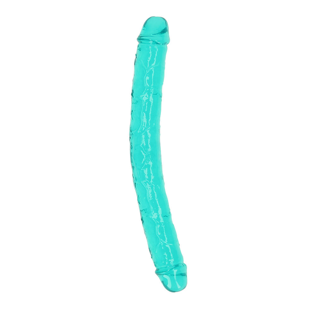 RealRock Crystal Clear Double Dong 13 in. Dual-Ended Dildo Turquoise - Not Very Vanilla