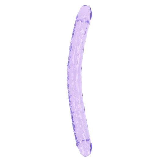 RealRock Crystal Clear Double Dong 18 in. Dual-Ended Dildo Purple - Not Very Vanilla