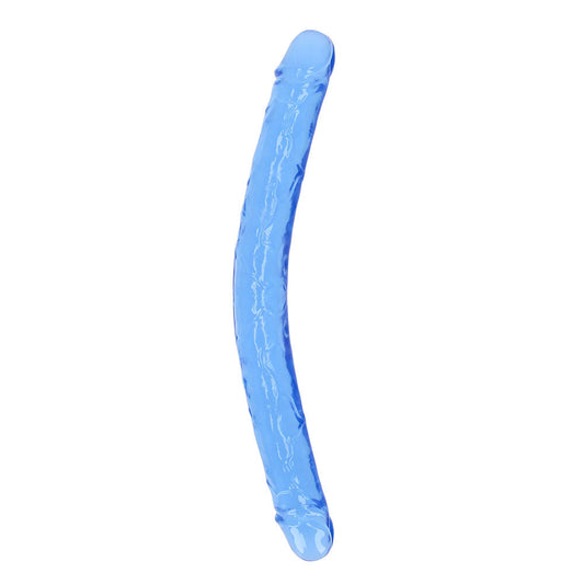 RealRock Crystal Clear Double Dong 18 in. Dual-Ended Dildo Blue - Not Very Vanilla