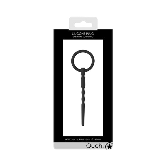 Ouch! Urethral Sounding Silicone Cock Pin Black 7 mm - Not Very Vanilla