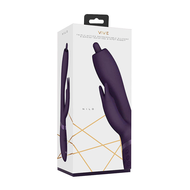 VIVE NILO Rechargeable Pinpoint Rotating Siilicone Rabbit Vibrator Purple - Not Very Vanilla