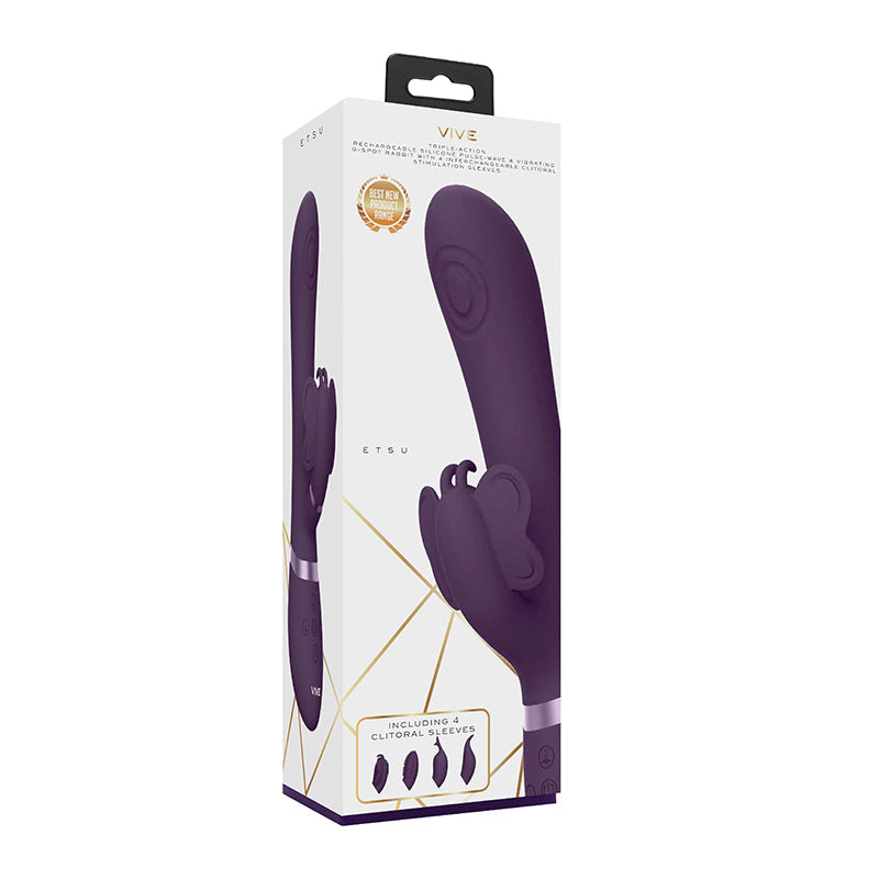 VIVE ETSU Pulse-Wave Rabbit Vibrator With Interchangeable Clitoral Sleeves Purple - Not Very Vanilla