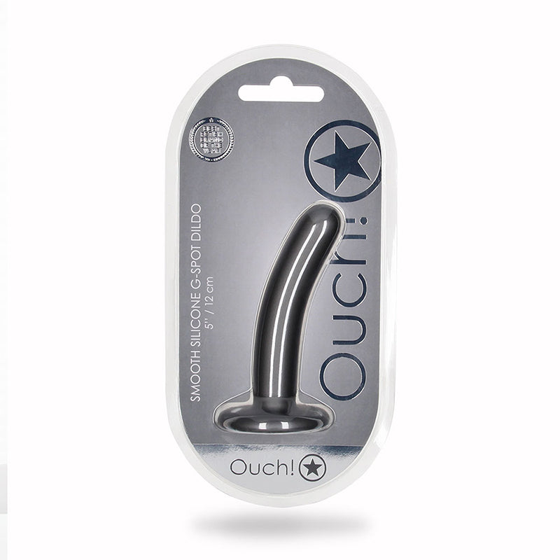 Shots Ouch! Smooth Silicone 5 in. G-Spot Dildo Gunmetal - Not Very Vanilla