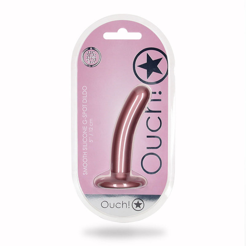 Shots Ouch! Smooth Silicone 5 in. G-Spot Dildo Rose Gold - Not Very Vanilla