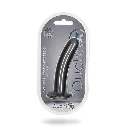 Shots Ouch! Smooth Silicone 6 in. G-Spot Dildo Gunmetal - Not Very Vanilla