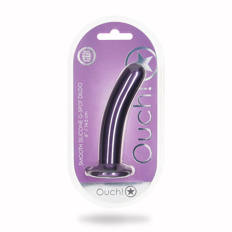 Shots Ouch! Smooth Silicone 6 in. G-Spot Dildo Metallic Purple - Not Very Vanilla