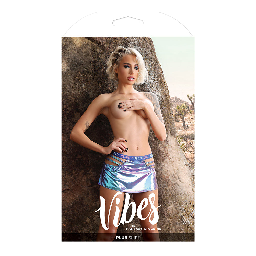 Fantasy Lingerie Vibes Plur Holographic Cut Out Skirt Separate Aqua Holo L/XL - Not Very Vanilla