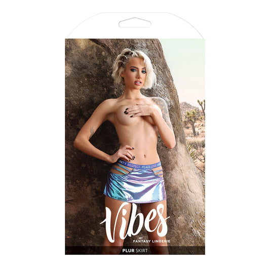 Fantasy Lingerie Vibes Plur Holographic Cut Out Skirt Separate Aqua Holo L/XL - Not Very Vanilla