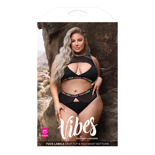 Fantasy Lingerie Vibes Fuck Labels Keyhole Top & High-Waist Bottom Black Queen - Not Very Vanilla