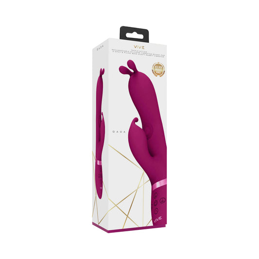 VIVE GADA Rechargeable Vibrating Silicone Bunny Ear G-Spot Rabbit with Pulse Wave Shaft Pink - Not Very Vanilla