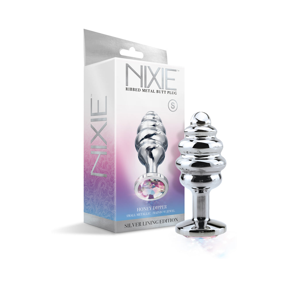 Nixie Ribbed Metal Butt Plug Honey Dipper Small - Not Very Vanilla