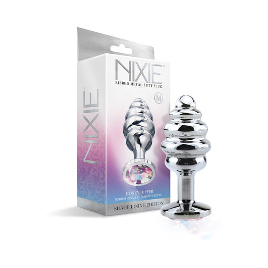 Nixie Ribbed Metal Butt Plug Honey Dipper Medium - Not Very Vanilla