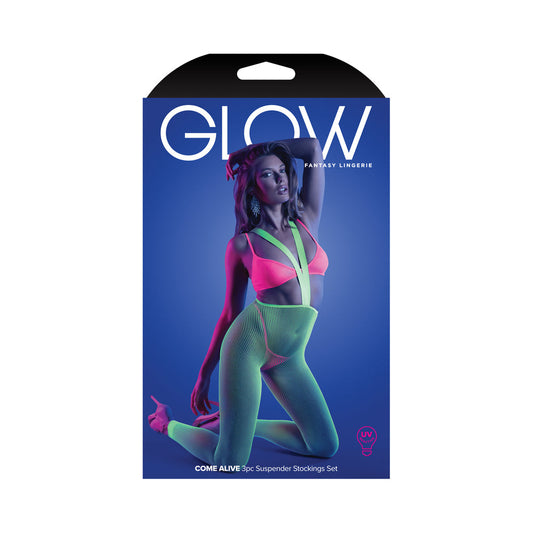 Fantasy Lingerie Glow Come Alive Set Neon Green O/S - Not Very Vanilla