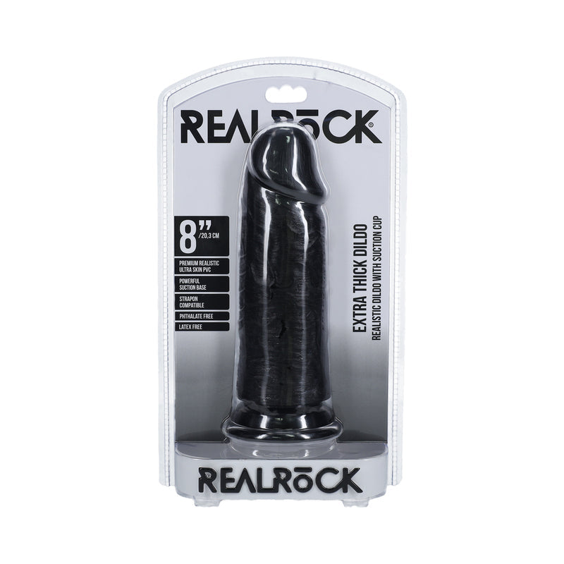 RealRock Extra Thick 8 in. Dildo Black - Not Very Vanilla