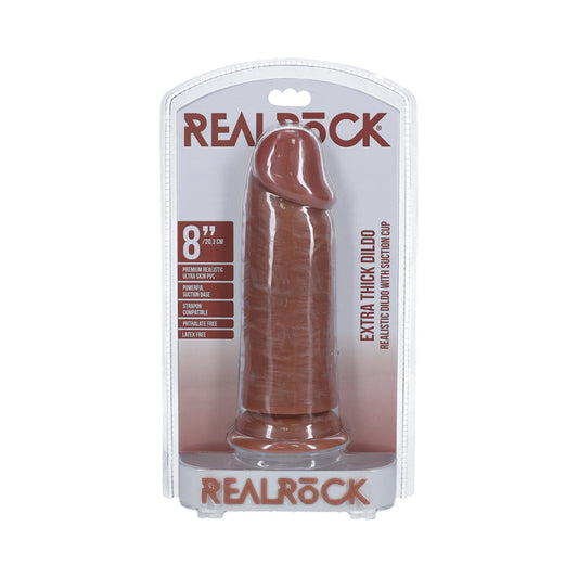 RealRock Extra Thick 8 in. Dildo Tan - Not Very Vanilla