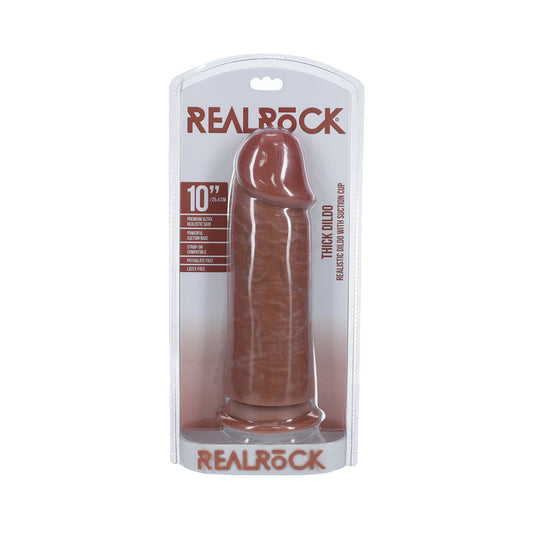 RealRock Extra Thick 10 in. Dildo Tan - Not Very Vanilla