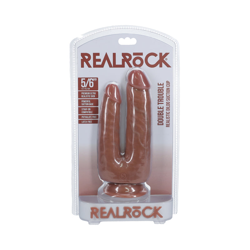 RealRock Double Trouble 5 in. / 6 in. Dildo Tan - Not Very Vanilla