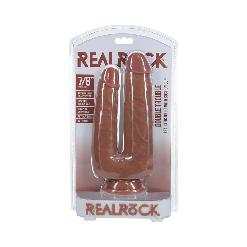 RealRock Double Trouble 7 in. / 8 in. Dildo Tan - Not Very Vanilla