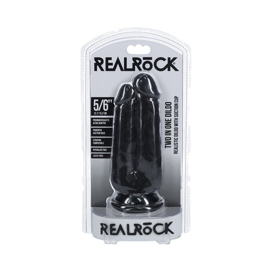 RealRock Two in One 5 in. / 6 in. Dildo Black - Not Very Vanilla