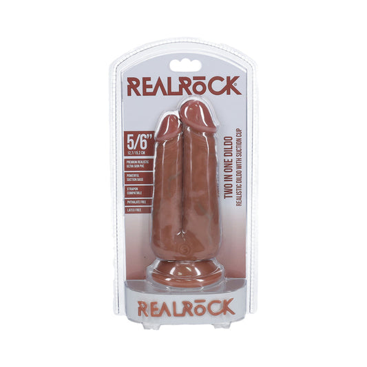 RealRock Two in One 5 in. / 6 in. Dildo Tan - Not Very Vanilla