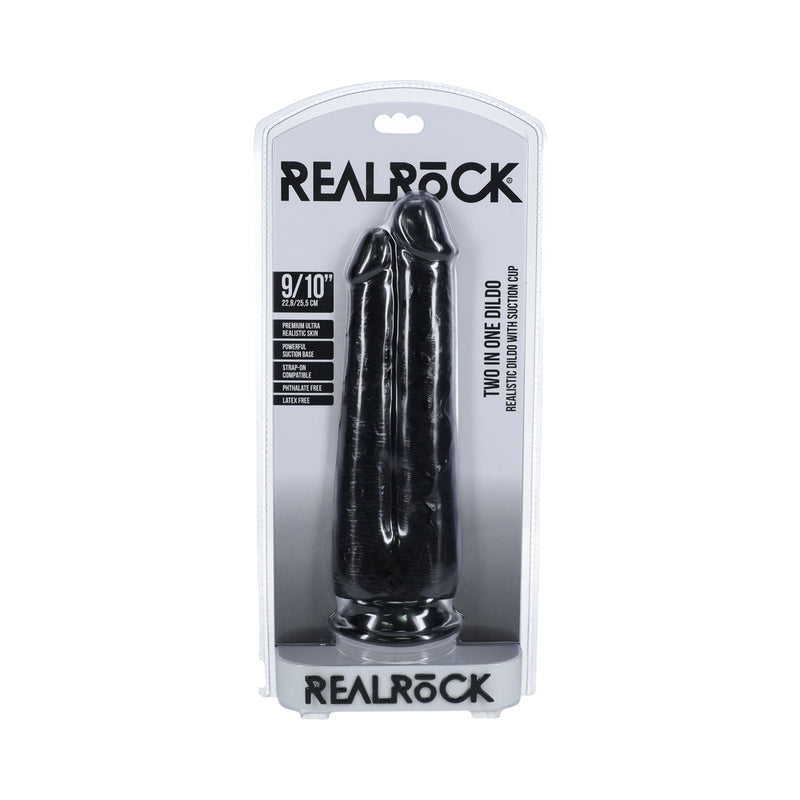 RealRock Two in One 9 in. / 10 in. Dildo Black - Not Very Vanilla