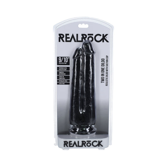 RealRock Two in One 9 in. / 10 in. Dildo Black - Not Very Vanilla