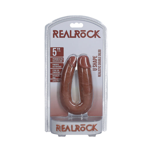 RealRock 5 in. U-Shaped Double Dildo Tan - Not Very Vanilla