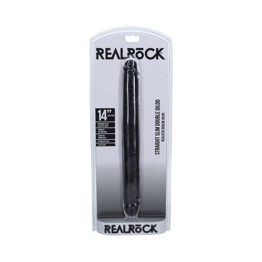 RealRock 14 in. Slim Double-Ended Dong Black - Not Very Vanilla