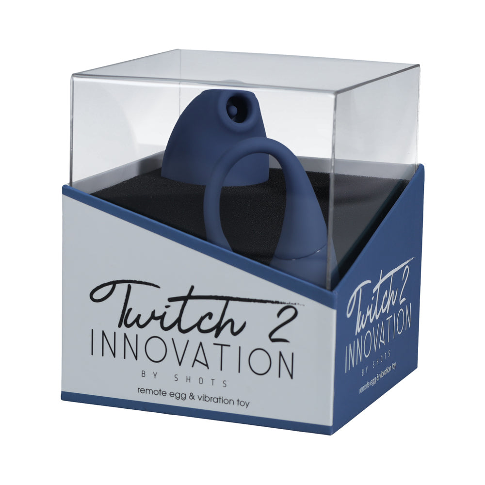 Twitch 2 Rechargeable Suction and Flapping Vibrator with Remote Control Vibrating Egg Blue/Grey - Not Very Vanilla