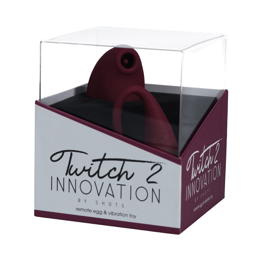 Twitch 2 Rechargeable Suction and Flapping Vibrator with Remote Control Vibrating Egg Burgundy - Not Very Vanilla