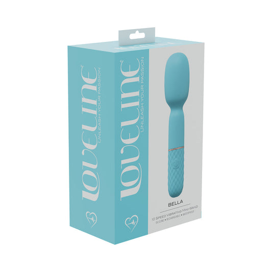 LoveLine Bella 10 Speed Vibrating Mini-Wand Silicone Rechargeable Waterproof Blue - Not Very Vanilla