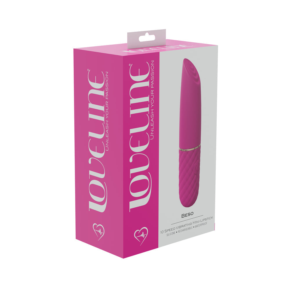 LoveLine Beso 10 Speed Vibrating Mini-Lipstick Silicone Rechargeable Waterproof Pink - Not Very Vanilla