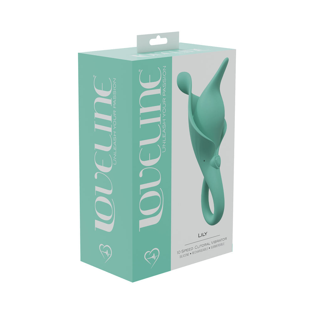 LoveLine Lily 10 Speed Clitoral Vibe Sealed Silicone Rechargeable Submersible Green - Not Very Vanilla