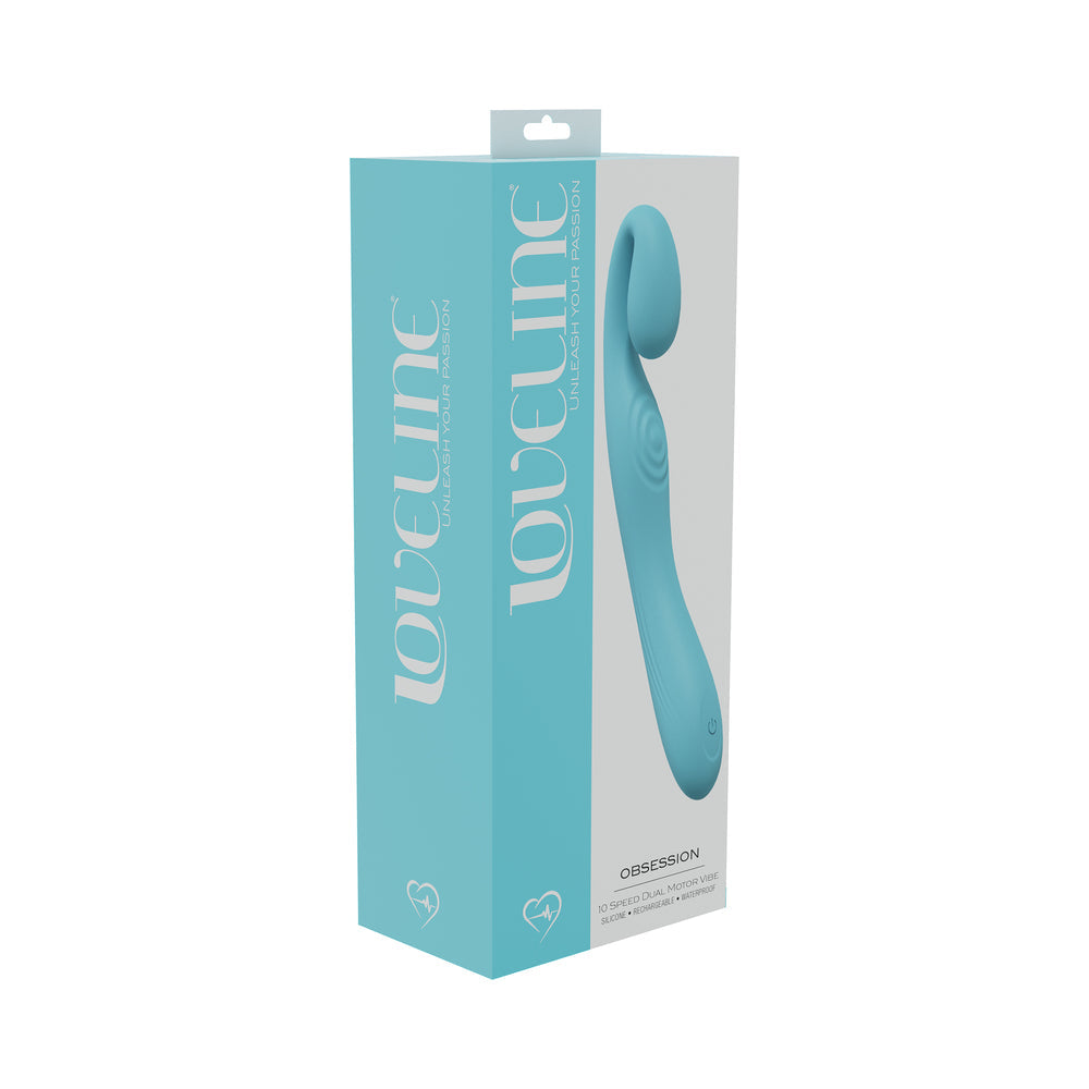 LoveLine Obsession 10 Speed Dual Motor Vibe Sealed Silicone Rechargeable Submersible Blue - Not Very Vanilla