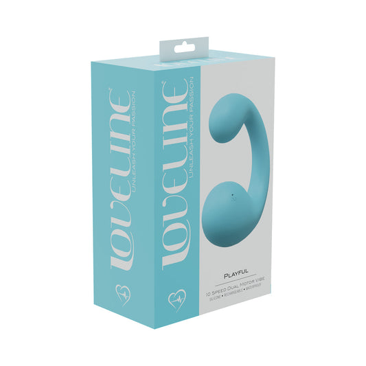 LoveLine Playful 10 Speed Dual Motor Vibe Sealed Silicone Rechargeable Submersible Blue - Not Very Vanilla